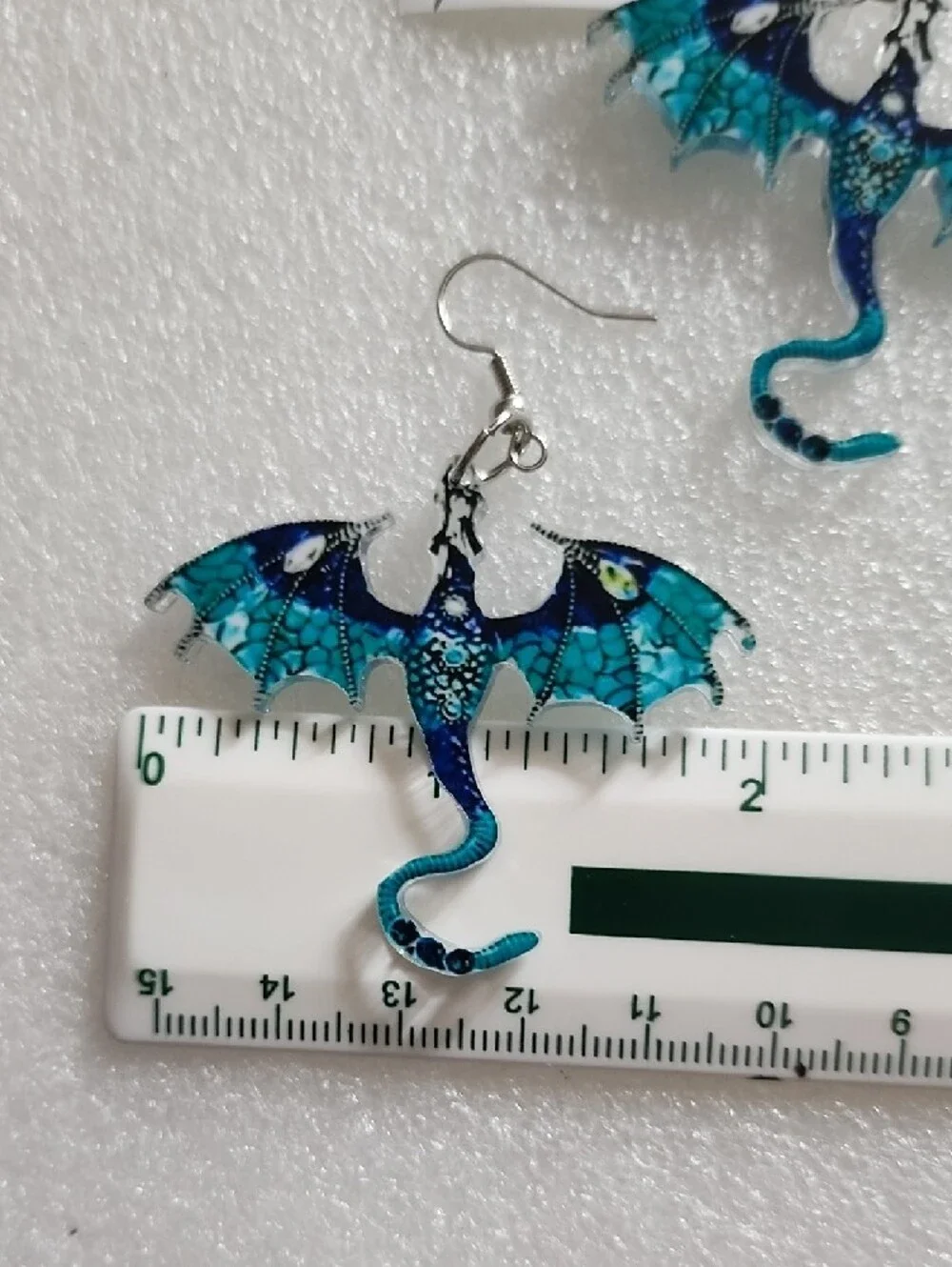 Hand Crafted Teal and Navy Dragon Wing Earrings